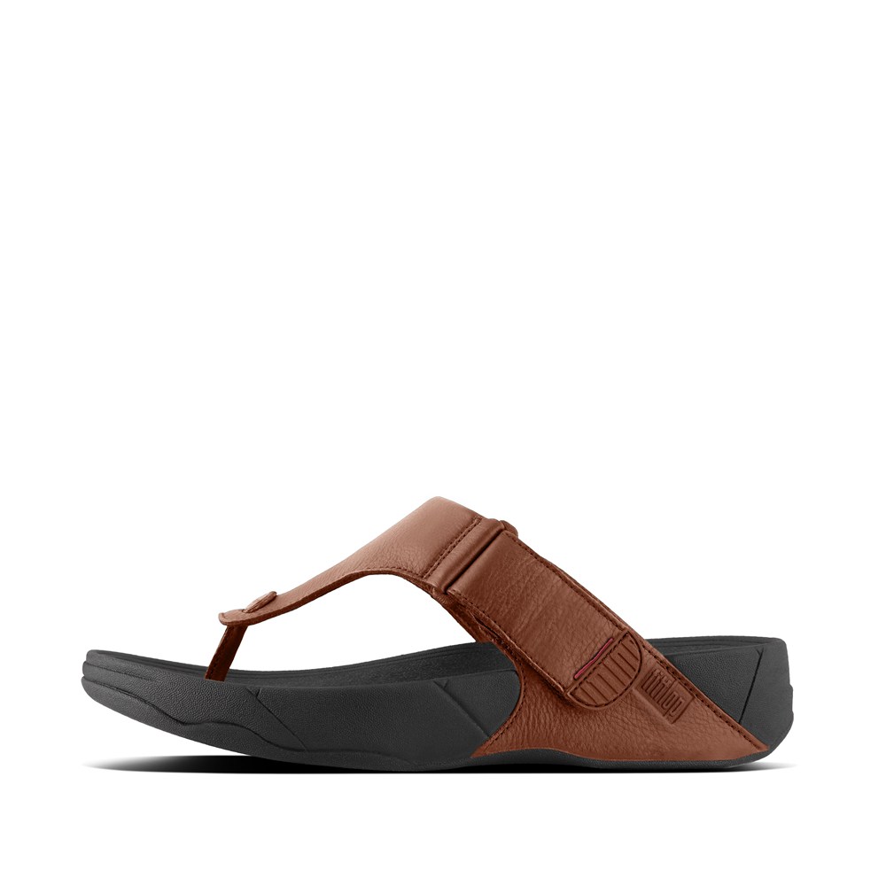 Fitflop Mens Flip-flops Brown/Black - Trakk Ii Leather - 34LWUYXGK